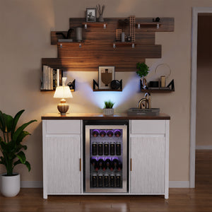 Coffee Bar Cabinet with Fridge Space, Mini Fridge Cabinet，Buffet Sideboard，53.2"L