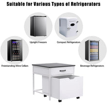 Load image into Gallery viewer, Mini Fridge Stand with Storage, Heavy Duty Mini Fridge Table with Rolling Cabinet