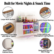 Load image into Gallery viewer, 70.1" Snack Bar Cabinet with Fridge Space for Home Theater with LED Lights, White