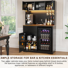 Load image into Gallery viewer, 72" Tall Bar Cabinet with Fridge Space, Fluted Coffee Liquor Hutch Cabinet with Storage