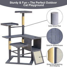 Load image into Gallery viewer, GDLF Outdoor Cat Tree, 67&#39;&#39; Weatherproof Wood Cat Tree Tower for Large Cats with Condo and Scratching Posts, Perches