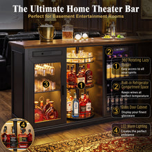Load image into Gallery viewer, 60.2-Inch Home Bar Cabinet with Wine Fridge Space, Amber LED