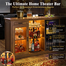 Load image into Gallery viewer, 60.2-Inch Home Bar Cabinet with Wine Fridge Space, Amber LED
