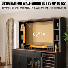 Load image into Gallery viewer, 84-Inch Home Bar Cabinet, Back Bar Hutch with Fridge Space, TV Opening