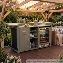 Load image into Gallery viewer, Outdoor Bar Cabinet with Fridge Space, Patio Backyard Bar with Storage, 81.7"W x 33.5"D