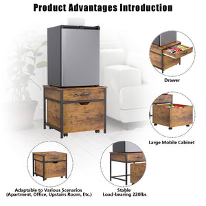 Mini Fridge Stand with Storage, Mini Fridge Cabinet, Dorm Fridge Stand,White