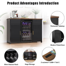 Load image into Gallery viewer, Coffee Bar Cabinet with Fridge Space, Mini Fridge Cabinet，Buffet Sideboard，53.2&quot;L