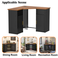 Load image into Gallery viewer, Corner Bar Cabinet with Fridge Space, Corner Coffee Bar Station