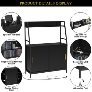 X-Large Record Player Stand, Vinyl Record Storage Cabinet Holds up to 550 Albums