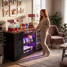 Load image into Gallery viewer, 70.1" Snack Bar Cabinet with Fridge Space for Home Theater with LED Lights, Black