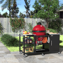 Load image into Gallery viewer, GDLF Grill Table Compatible with Big Green Egg Grill,Heavy Duty Metal Green Egg Stand with Accessories Storage
