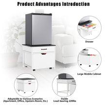 Load image into Gallery viewer, Mini Fridge Stand with Storage, Heavy Duty Mini Fridge Table with Rolling Cabinet