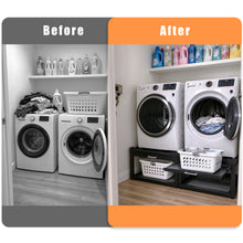 Load image into Gallery viewer, Washer Dryer Pedestal with Pull-Out Shelf, 700-lb Laundry Stand, Black