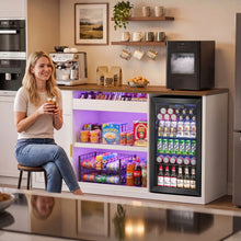 Load image into Gallery viewer, 70.1" Snack Bar Cabinet with Fridge Space for Home Theater with LED Lights, White