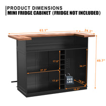 Load image into Gallery viewer, Home Bar Unit with Fridge Space, U-Shape Liquor Wine Cabinet, 63&quot; Mini Bar Table