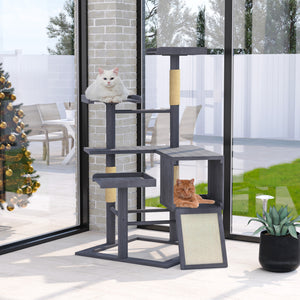 GDLF Outdoor Cat Tree, 67'' Weatherproof Wood Cat Tree Tower for Large Cats with Condo and Scratching Posts, Perches