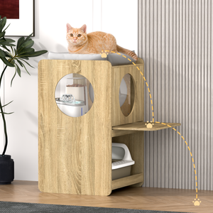 Cat Feeding Station, Dog-Proof Elevated Cat Feeding Table with Window Perch