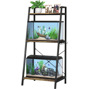 5-10 Gallon Fish Tank Stand with Plant Shelf Metal Aquarium Stand with Storage Shelf