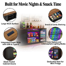 Load image into Gallery viewer, 70.1" Snack Bar Cabinet with Fridge Space for Home Theater with LED Lights, Black