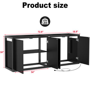 125-150 Gallon Fish Tank Stand, Heavy Duty Metal Aquarium Stand with Power Outlet (Stand Only)