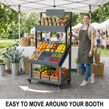 Load image into Gallery viewer, Rolling Vendor Display Stand for Pop Up Shops with Adjustable Dividers for Crafts, Gifts, Snacks and Small Goods