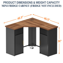 Load image into Gallery viewer, Corner Bar Cabinet with Fridge Space, Corner Coffee Bar Station