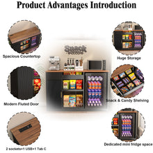 Load image into Gallery viewer, Snack Bar Cabinet with Fridge Space, Snack Organizer with Storage for Home Theater