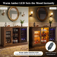 Load image into Gallery viewer, 60.2-Inch Home Bar Cabinet with Wine Fridge Space, Amber LED