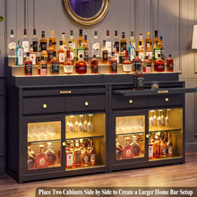 Load image into Gallery viewer, 39.4-Inch Home Bar Cabinet with 3-Tier LED-Lit Liquor Display, Black