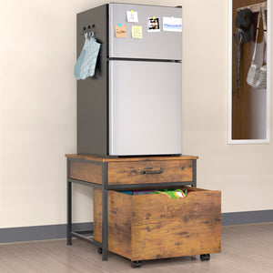 Mini Fridge Stand with Storage, Mini Fridge Cabinet, Dorm Fridge Stand,White