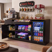 Load image into Gallery viewer, 70.1" Snack Bar Cabinet with Fridge Space for Home Theater with LED Lights, Black