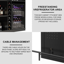 Load image into Gallery viewer, Home Bar Unit with Fridge Space, U-Shape Liquor Wine Cabinet, 63&quot; Mini Bar Table