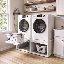 Load image into Gallery viewer, Washer Dryer Pedestals with Pull-Out Shelves for 24-Inch Sets, White