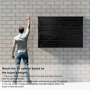 GDLF Outdoor TV Enclosure, 43-Inch Solid Wood Weatherproof TV Cover with Heavy-Duty Single-Arm Mount (Fits 32-43 inch), Black