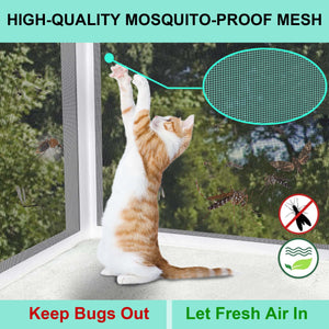 Winter Cat Window Box – Cat Window Perch Catio with Windproof Cover & Cat Door
