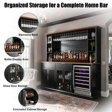 Load image into Gallery viewer, 84-Inch Home Bar Cabinet, Back Bar Hutch with Fridge Space, TV Opening