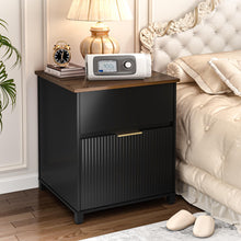 Load image into Gallery viewer, CPAP Nightstand with Drawer and Cabinet, Bedside CPAP Table with Side Access Panels