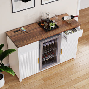 Coffee Bar Cabinet with Fridge Space, Mini Fridge Cabinet，Buffet Sideboard，53.2"L