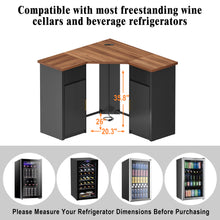 Load image into Gallery viewer, Corner Bar Cabinet with Fridge Space, Corner Coffee Bar Station