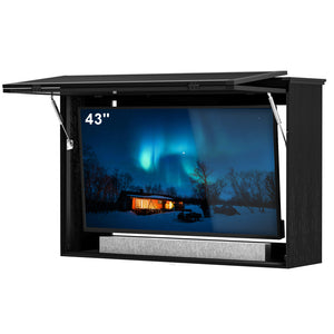 GDLF Outdoor TV Enclosure, 43-Inch Solid Wood Weatherproof TV Cover with Heavy-Duty Single-Arm Mount (Fits 32-43 inch), Black