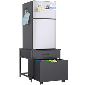 Mini Fridge Stand with Storage, Heavy Duty Mini Fridge Table with Rolling Cabinet