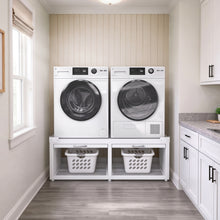 Load image into Gallery viewer, Washer Dryer Pedestals with Pull-Out Shelves for 24-Inch Sets, White