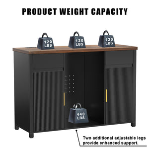 Coffee Bar Cabinet with Fridge Space, Mini Fridge Cabinet，Buffet Sideboard，53.2"L