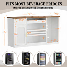 Load image into Gallery viewer, 70.1" Snack Bar Cabinet with Fridge Space for Home Theater with LED Lights, White