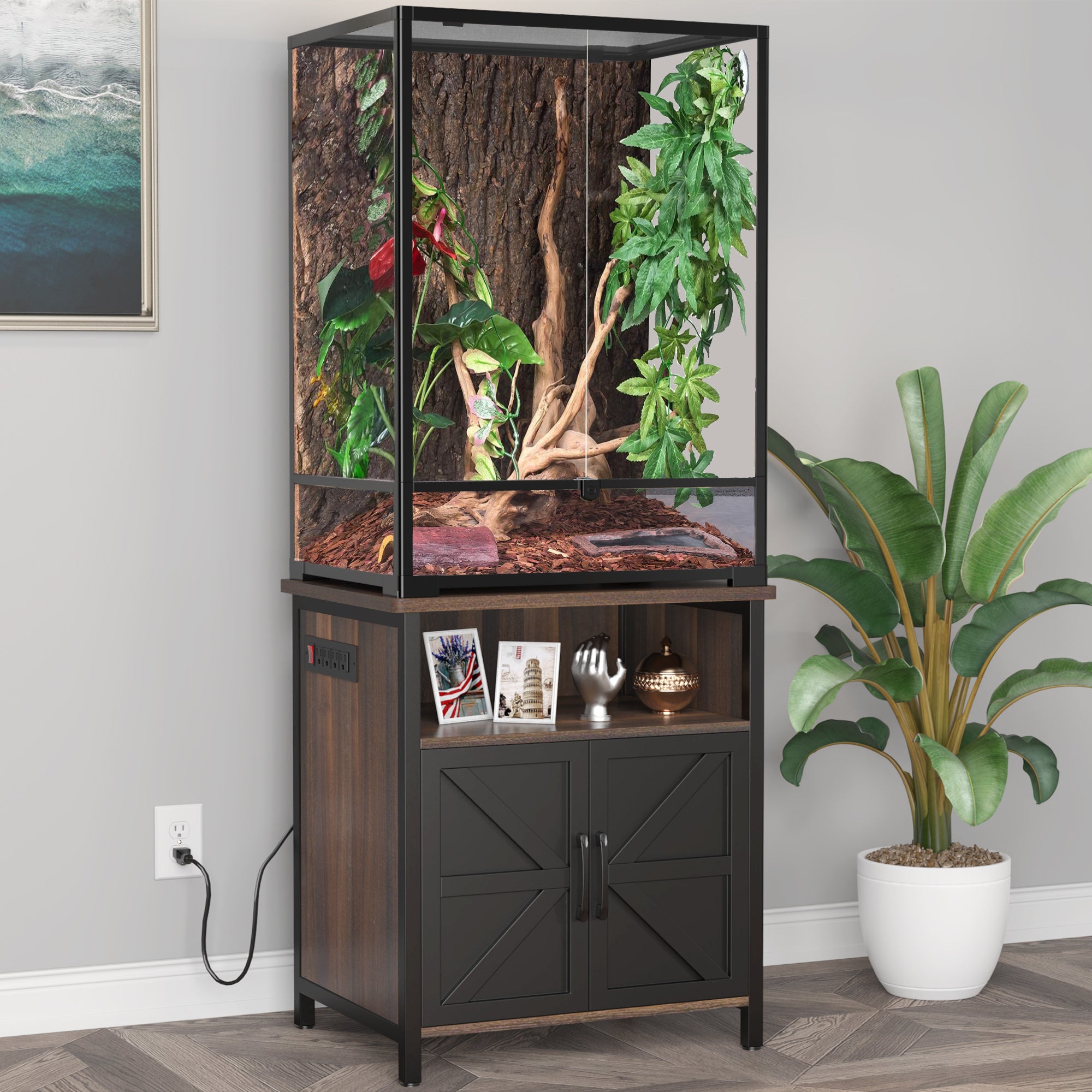 terrarium plant stand Terrarium Stand Reptile Tank Stand with Power Outlets for 24”Wx18”D Re – shopGDLF