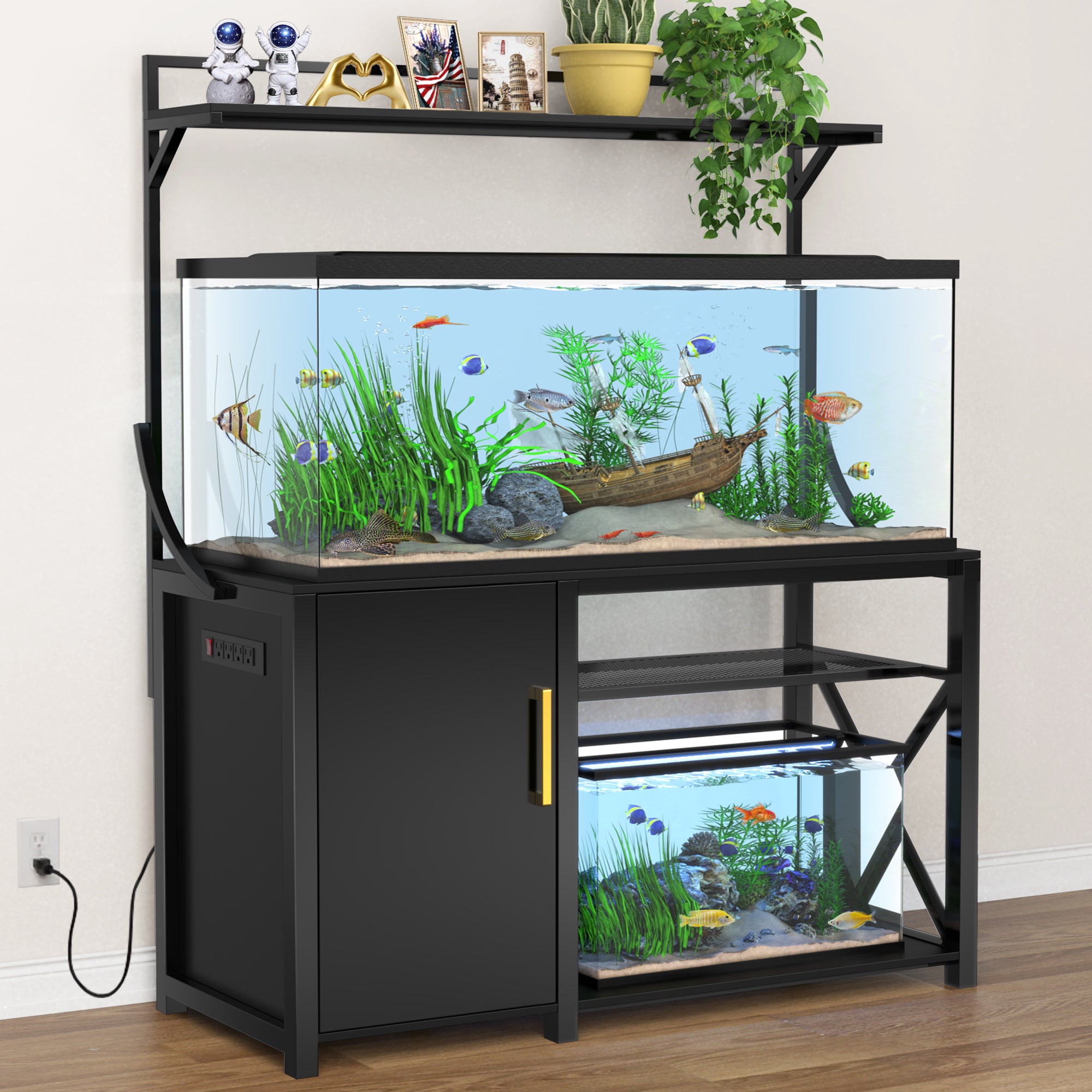 55 gallon fish tank with stand and accessories 55g combo Nature Aquariums USA 30 gallon tanks Hlivelood Farmhouse 55-75 Gallon Fish