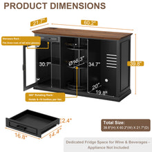 Load image into Gallery viewer, 60.2-Inch Home Bar Cabinet with Wine Fridge Space, Amber LED