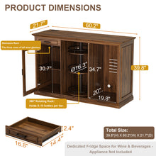 Load image into Gallery viewer, 60.2-Inch Home Bar Cabinet with Wine Fridge Space, Amber LED