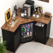 Load image into Gallery viewer, Corner Bar Cabinet with Fridge Space, Corner Coffee Bar Station