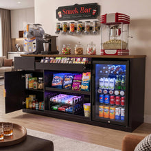 Load image into Gallery viewer, 70.1" Snack Bar Cabinet with Fridge Space for Home Theater with LED Lights, Black